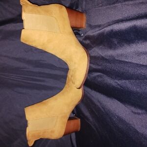 J. Crew Tan Ankle Booties with Chunky Heel